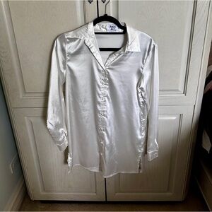 CUTEST PRINCESS POLLY SATIN SHIRT MINI DRESS